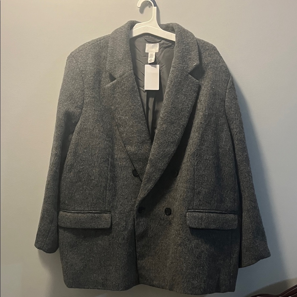 H&M Charcoal Double-Breasted Blazer